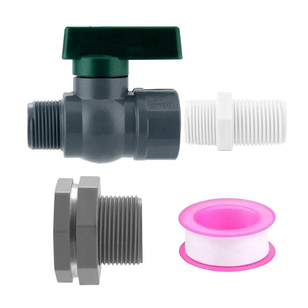 Rain Barrel Spigot Kit With 3/4 Inch PVC Ball Valves Adapters For Water Tank Garden Irrigation Accessories