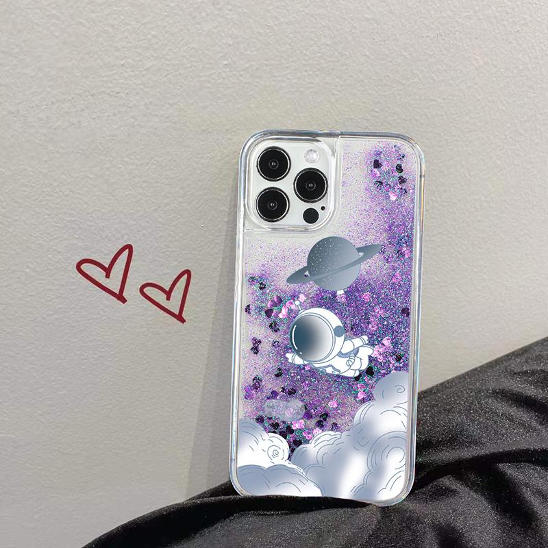 Husă dinamică pentru telefon astronaut cu nisip mișcător pentru Iphone 13 12 11 Pro Max, carcasă moale lichidă pentru Iphone X Xr Xs 7 8plus Husă drăguță