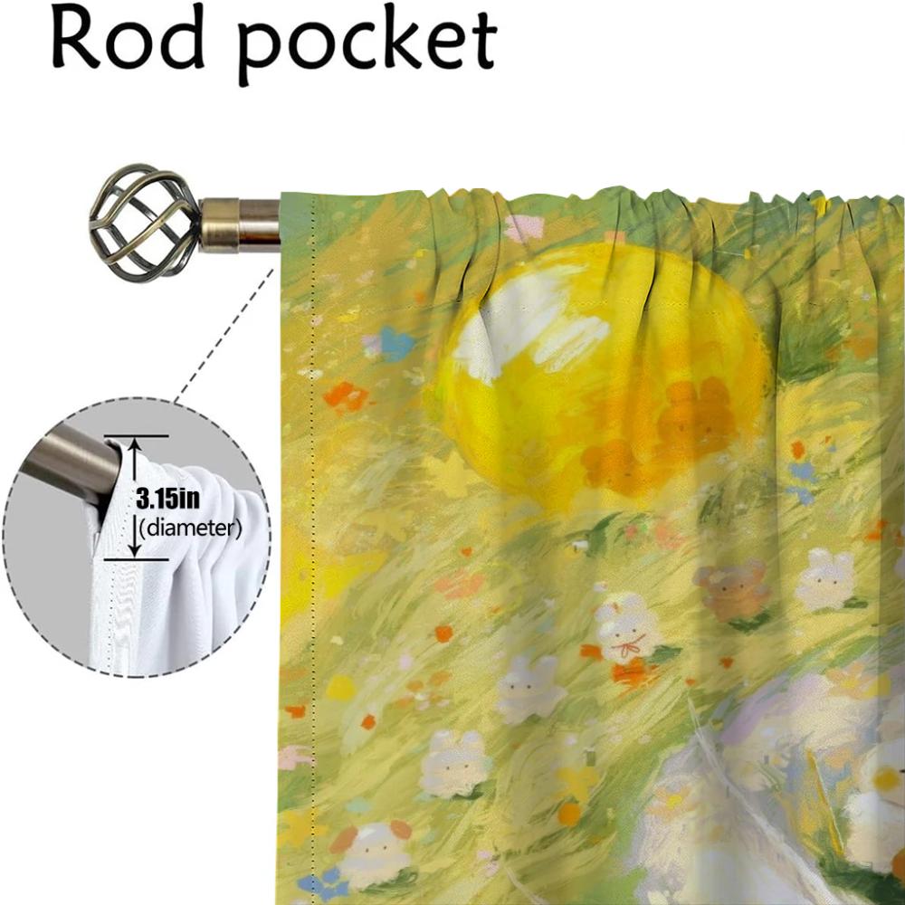 Spring Rabbit Halloween Decoration Blackout Curtain for Room 2 Panel Curtains for Bedroom Partition Shades Living Kitchen Camera