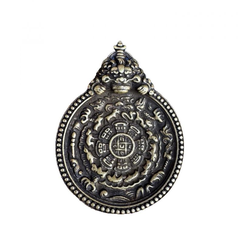 Tibetan Style Brass Plate Twelve Zodiac Nine Palace Vajra Buddha Pendant Hanging Ornament
