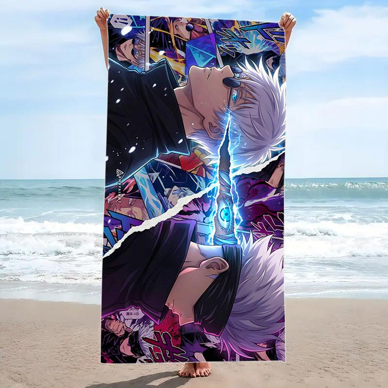 Gojo Satoru Print Beach Towel, Large Soft Quick Dry Towel for Beach Camping Swimming