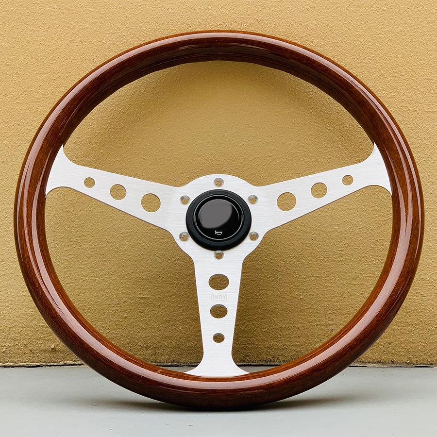 Universal Heritage Indy Wood Grain Steering Wheel 14inch Classic Racing Sports Car Steering Wheel