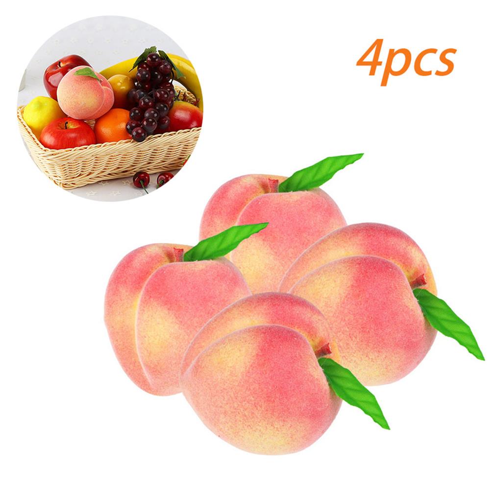 4 Pieces Foam Simulation Peach Portable Decorative Pointed 1:1 Display Household Artificial Vivid Peaches Model Decor