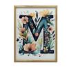 Poster with the Letter M In Flowers and Leaves Poster with the Letter M In Flowers and Leaves, 30x40 Cm, Light Oak Wooden Frame, Matte Paper 230 Gsm