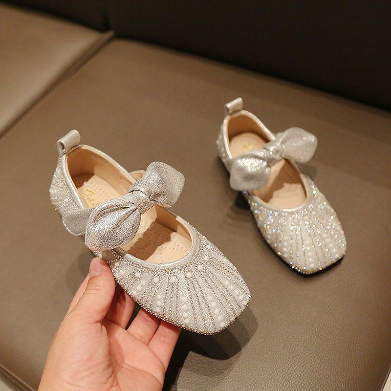 Kid Leather Shoe Girl Single Shoe Soft Sole Princess Shoe Dance Shoe Performance Crystal Shoe Girl Shoe Kid Shoe Mary Janes Shoe