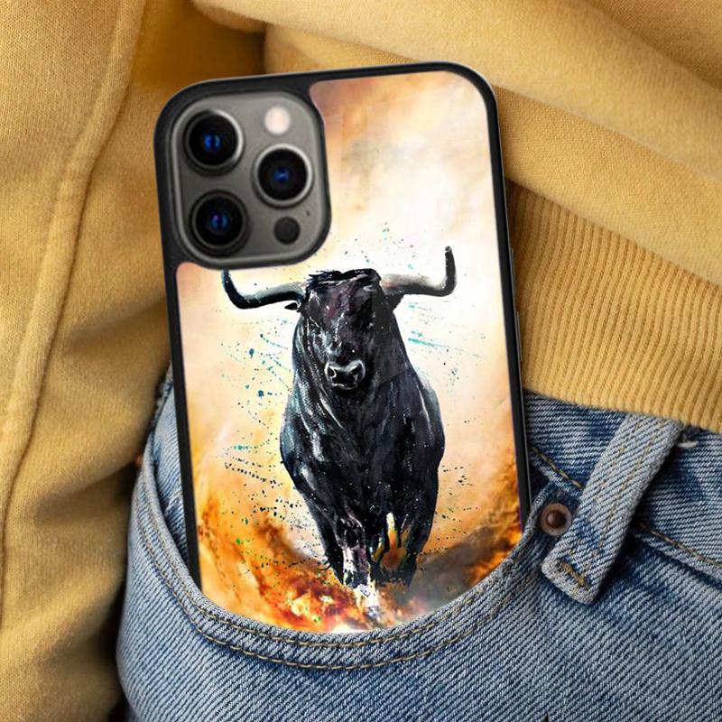 Taurus bull Soft Phone Case for iPhone 17 Air 16e Pro max 15 Pro 13 14 Plus 11 12 MagSafe Magnetic Coque