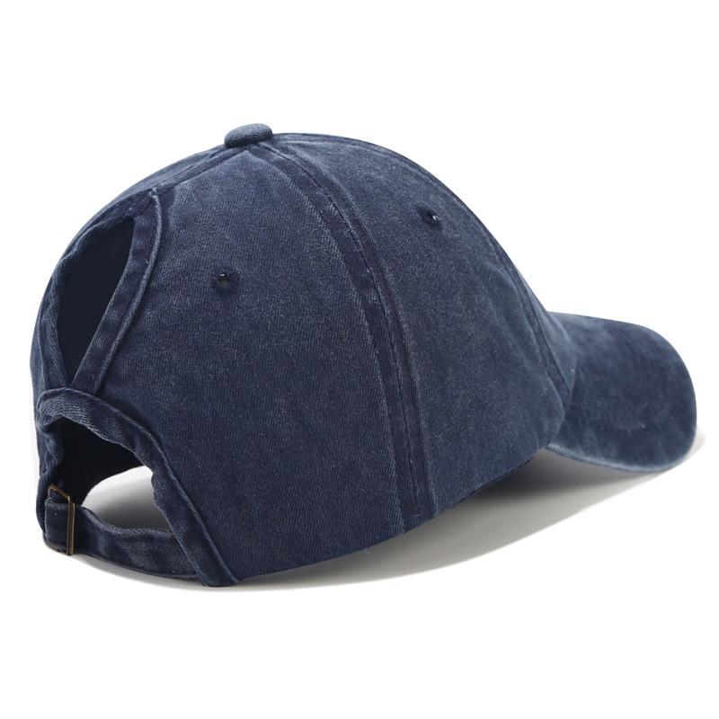 

Pure cotton monochrome ponytail baseball cap European and American fashion visor versatile cap women s hat sun protection Adjustable Темно-синій
