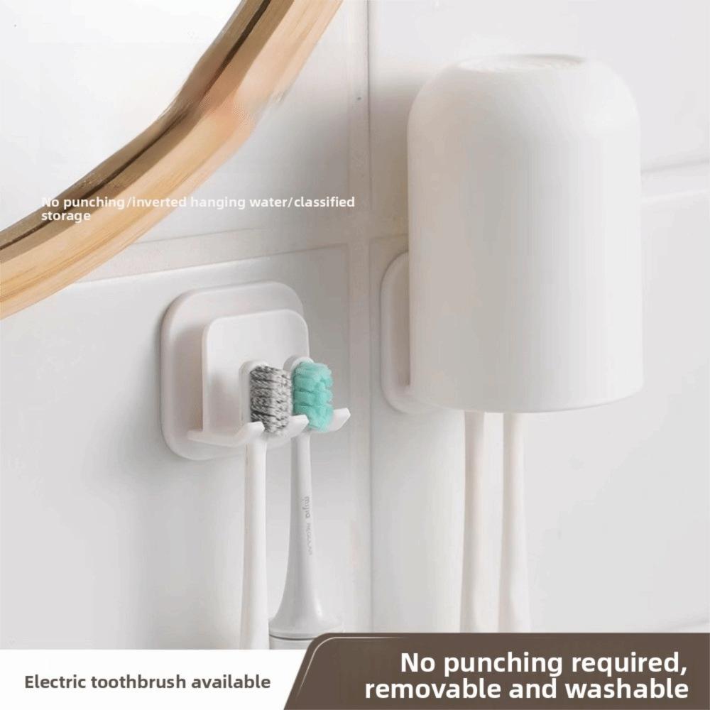 2PCS Punch-Free Bathroom Toothbrush Holder Plastic Toothbrush Shelf  Bathroom