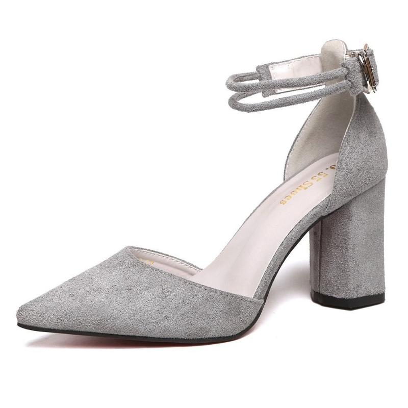 Women Summer Single Row Buckle Strap Ladies Pointed Toe High Heel Fine High Heeled Sandals Fashion Party Dress Shoes Comfortable