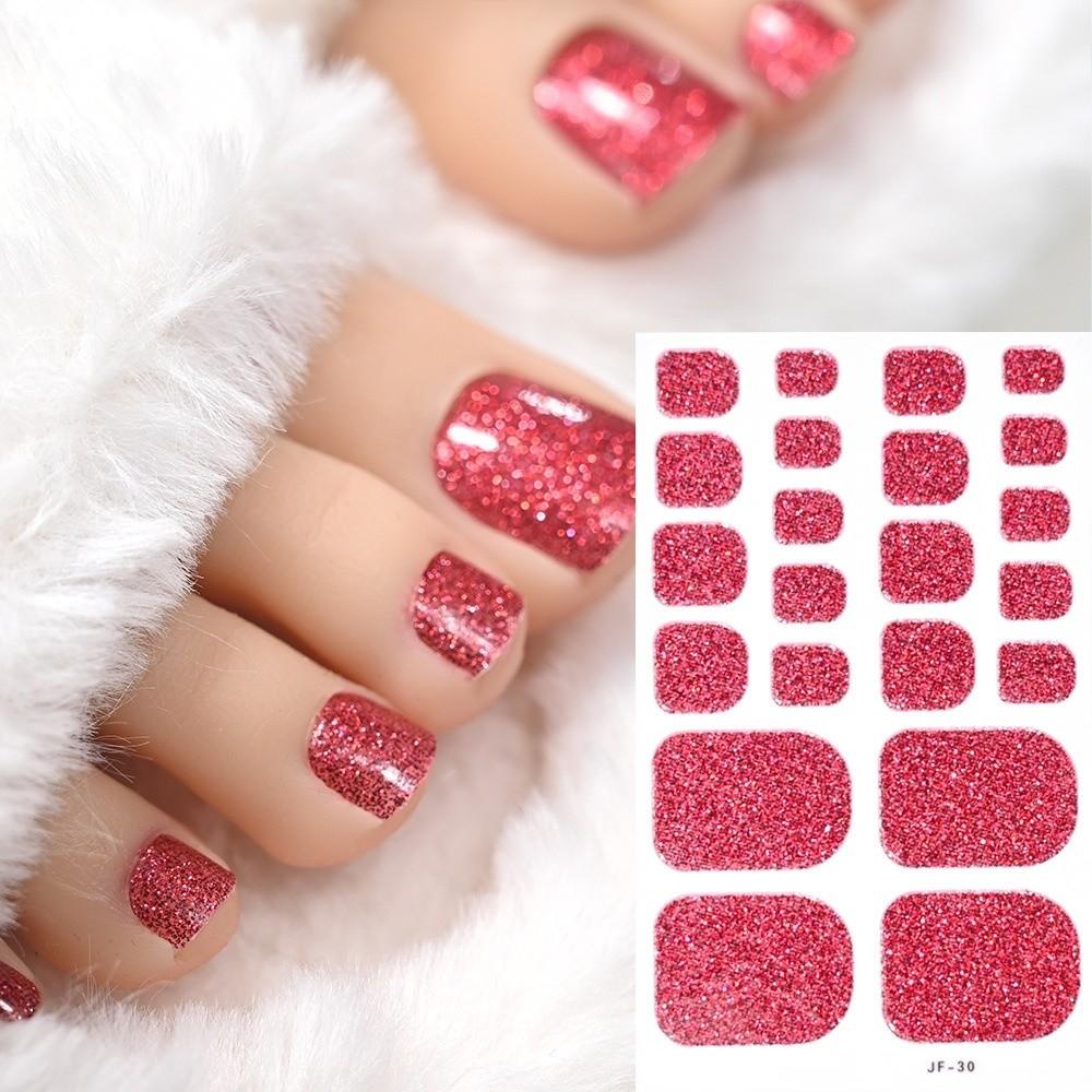 22 autocollants pour ongles d'orteils couleur unie finition irisée par feuille - Rénovation des ongles DIY à la maison