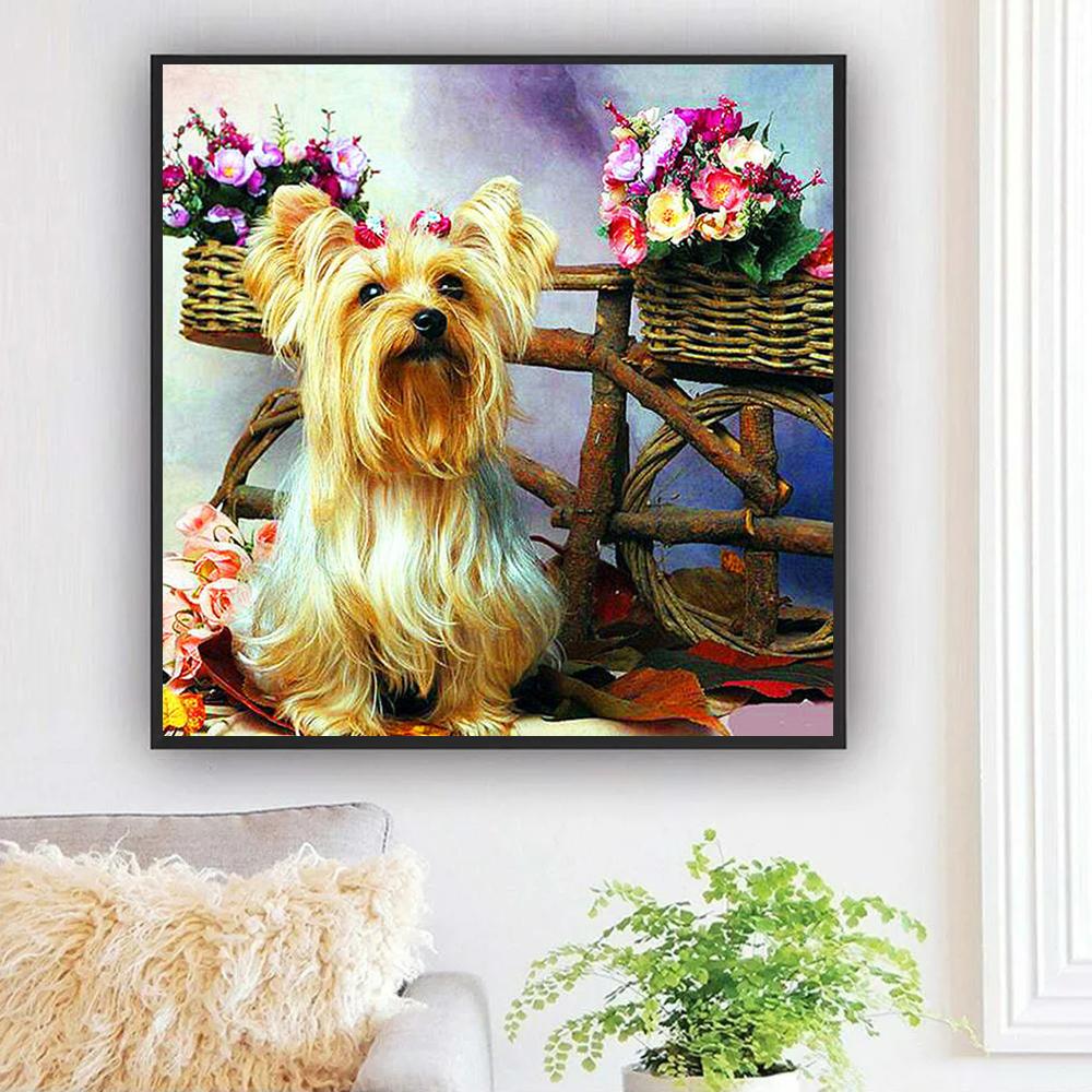 5D DIY Diamond Painting Dog Full Drill Square Diamond Embroidery Animal Needlework Beaded Mosaic Art Handmade Gift