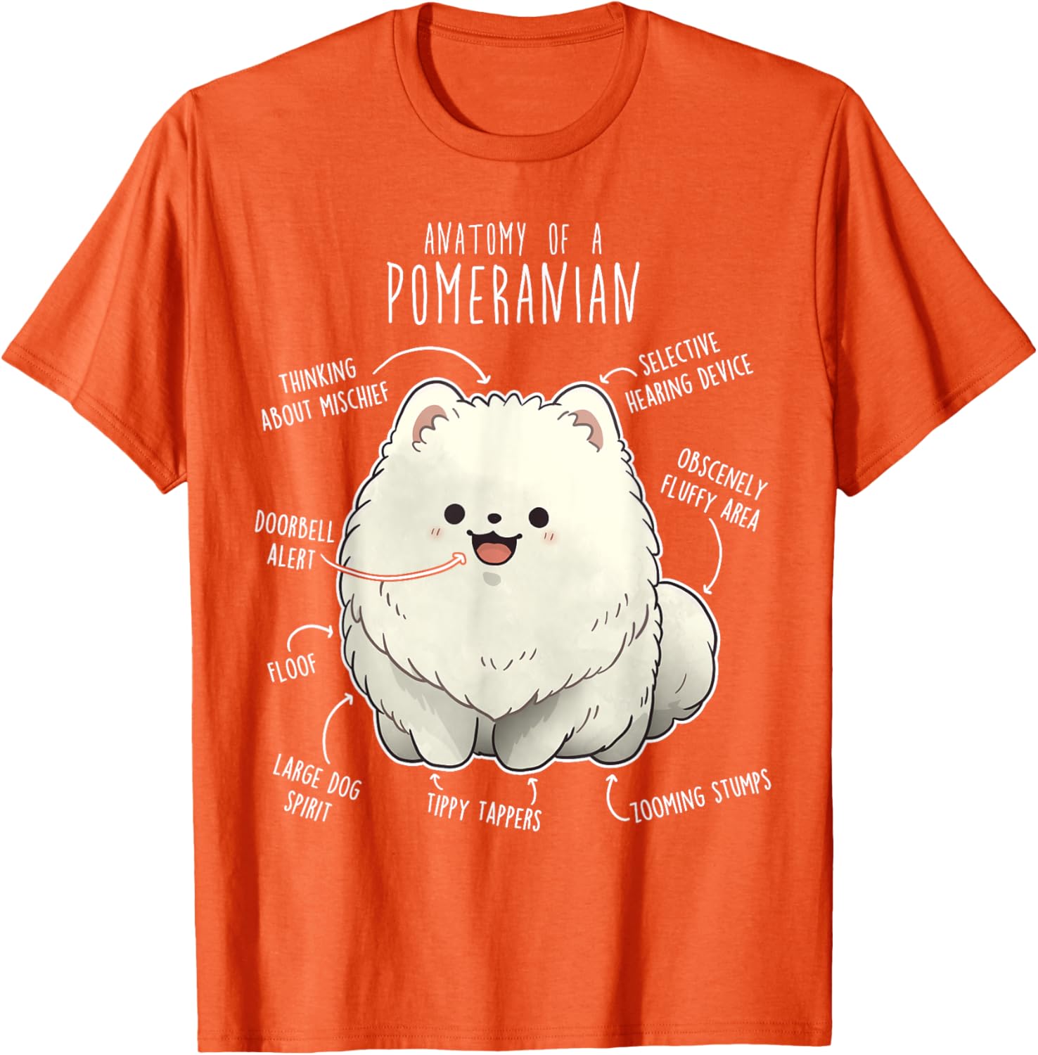 Anatomy of a Pomeranian Funny Cute Dog Graphic Tee Soft Cotton T-Shirt for Dog Lovers 4XL
