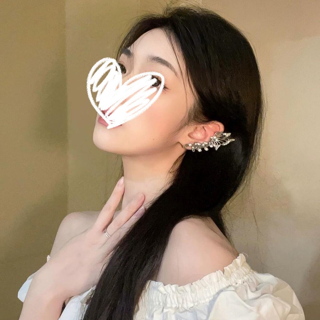 Elf butterfly earrings, women's ear bone clips without ear piercings, ear clips, Mori, a light luxury niche high-end Spice Girl ear hanging