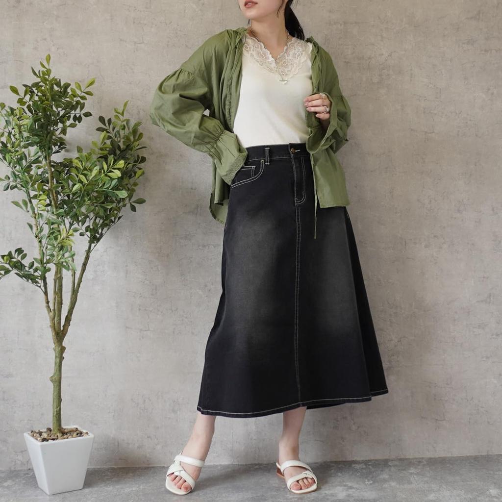 Selectively Berry Denim Long Plus Stretchy 20cm Elastic Sizes Suitable for and Women's Skirt, Skirt, Size, Slimming, A-Line, Material, Slit, Waist,