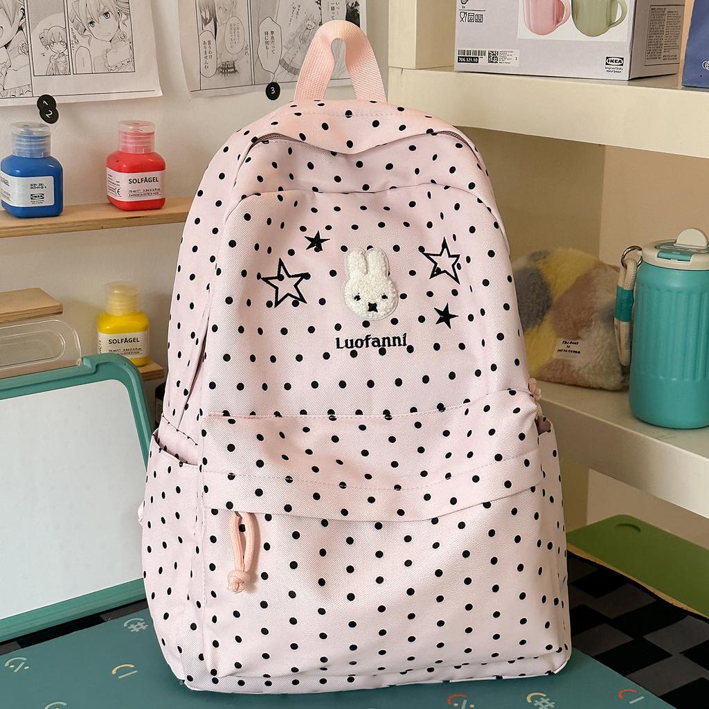 Schoolbag Korean polka dot rabbit star contrasting color backpack student large capacity class schoolbag cute high value backpack female