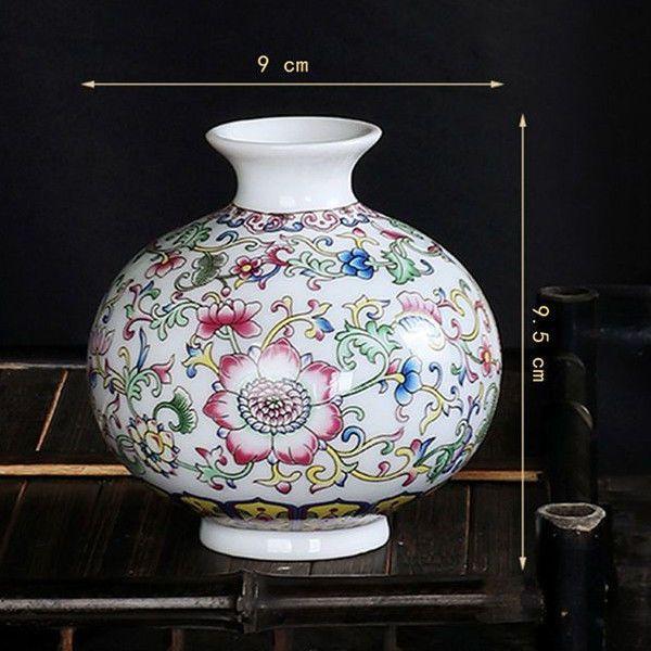 Enamel Flower Vase Decoration New Chinese Retro TV Cabinet Decoration Ceramic Minimalist Chinese Flower Arrangement Vase ZF517