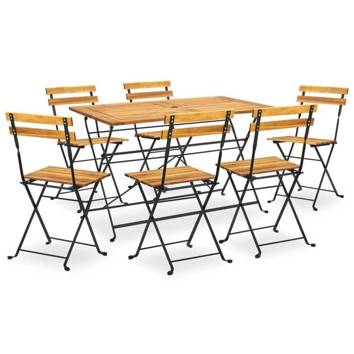 Maison Exclusive - Ensemble à manger d'extérieur pliable 7pcs Bois d'acacia solide
