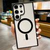 Frosted Frame Magnetic For Magsafe Cases For Samsung Galaxy S25 S24 S23 Ultra Wireless Charging Acrylic Bumper Cell Phone Cover