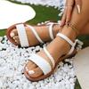 Large Size Flat Open-toed Sandals Women's Fashion Woven Belt Lightweight Beach Sandals Sandals
