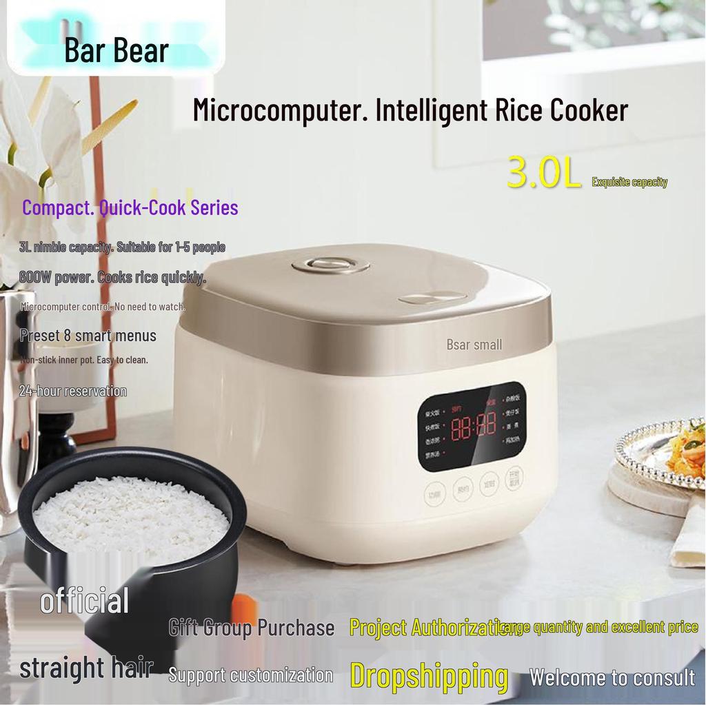 Olla Arrocera Oso 3L: Multifuncional, Antiadherente, Reserva Inteligente, Ideal para 1-3 Personas.