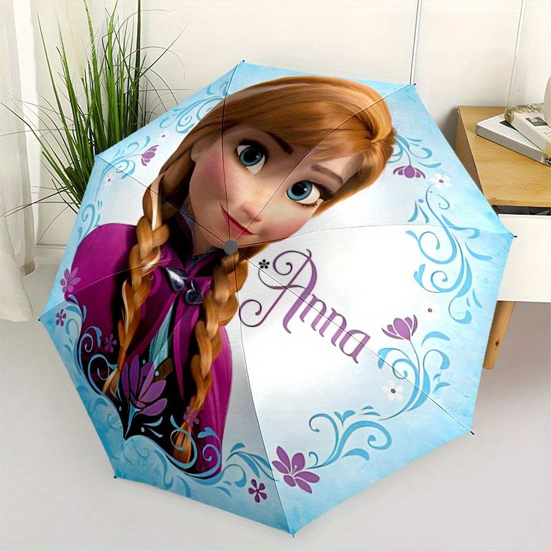 1pc Anna Frozen Princess Automatic Opening/Closing Umbrella - Portable 3-Fold Design, 8-Bone Iron Frame Outdoor Umbrella, Ideal Gift for Fan