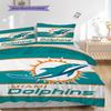 Miami Dolphins Pattern Bedding Quilt Set Quilt Cover Pillowcase Home Decoration Birthday Gift (1 * duvet cover + 2 * pillowcase, without core)