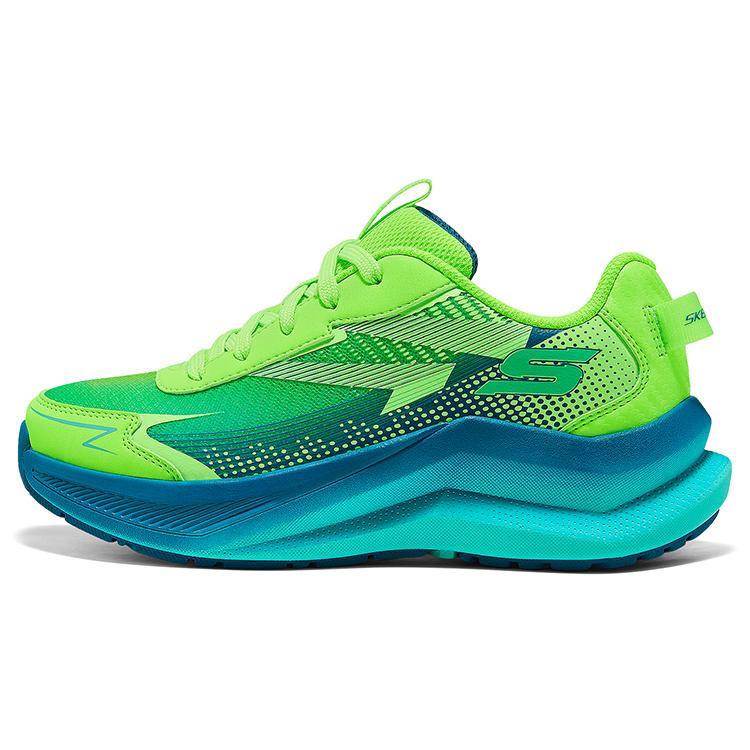Skechers Kids Synthetic Leather Trendy Comfortable Cool Outdoor Student Durable Non-Slip Low-Top Running Shoes Kids sneaker Blue Green 404023L-LIME