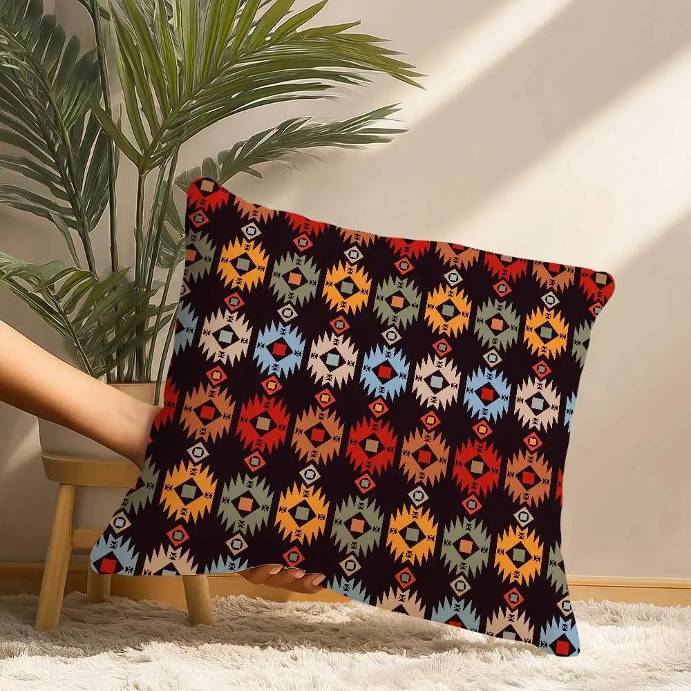 Native Fabric Pattern Pillow Case Short Plush Print Cushion Cover Square Throw Pillow Covers Sofa Home Decor