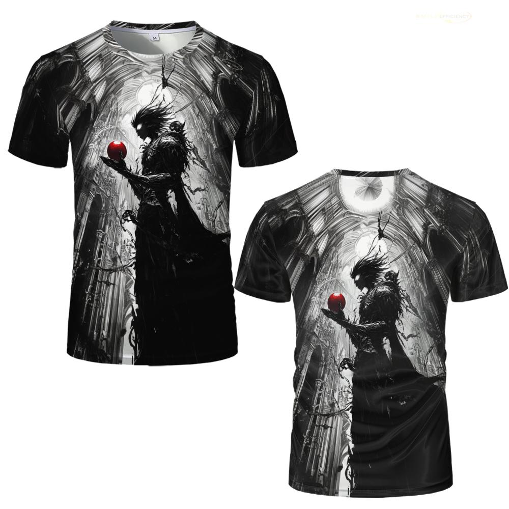 Devil Apple Gothic Cool T-shirt Comic Illustration Fashion Short-sleeved O Neck Tops Oversized Boys And Girls 3D Printed T Shirt