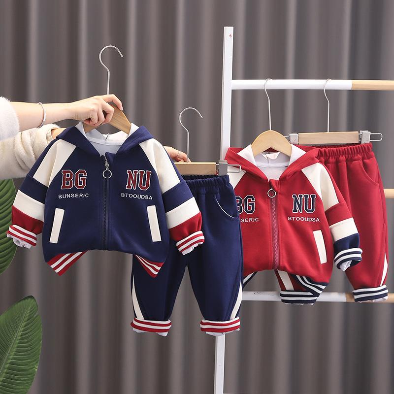 Baby Mädchen Jungen Designer Kleidung Frühling Gespleißt Buchstaben Langärmelig Kapuzenpullover Hosen Freizeitset