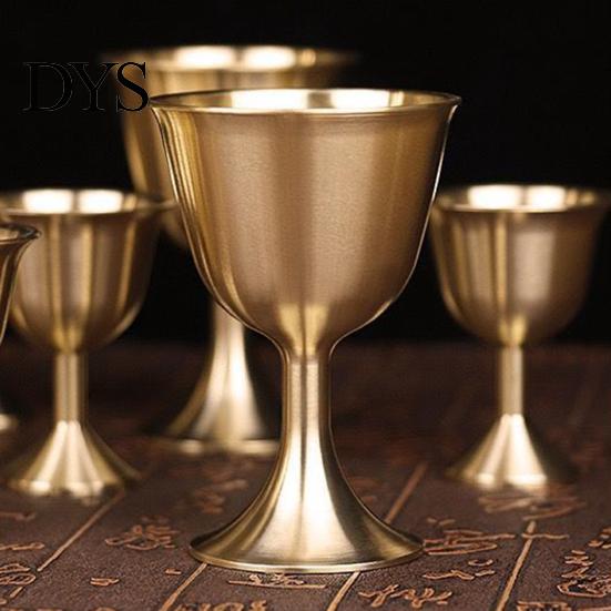 Smooth Goblet Wine Glass Durable Good Gloss Copper Portable Red Edge Cup for Daily Use Brass