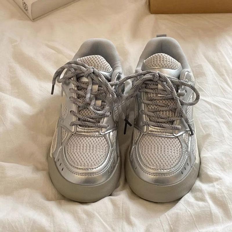 

Niche design, moral training shoes, versatile sports and leisure shoes, spring new mesh breathable 40 серебряный