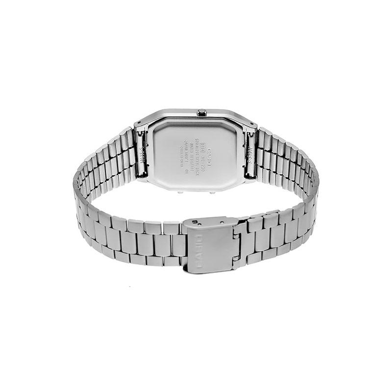 Casio YOUTH Series-Square Plate Double Display Retro Small Square Steel Belt Waterproof Shi Ying Movement Stainless Steel Strap AQ-230A-7DMQYES