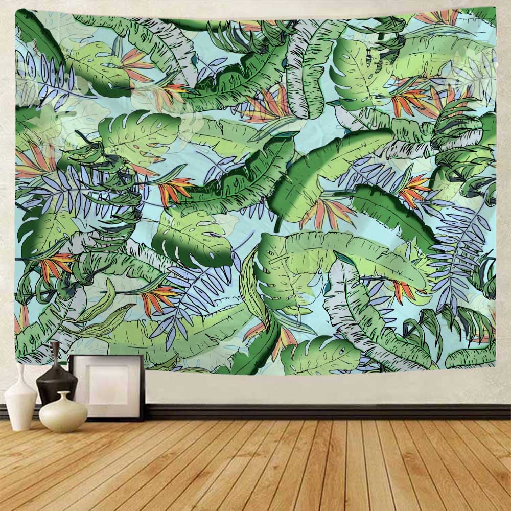Bohemian Tropical Plant Flamingo Tapestry Wall Hanging Aesthetic Art Decor Blanket Home Background Bed Sheet Fabric