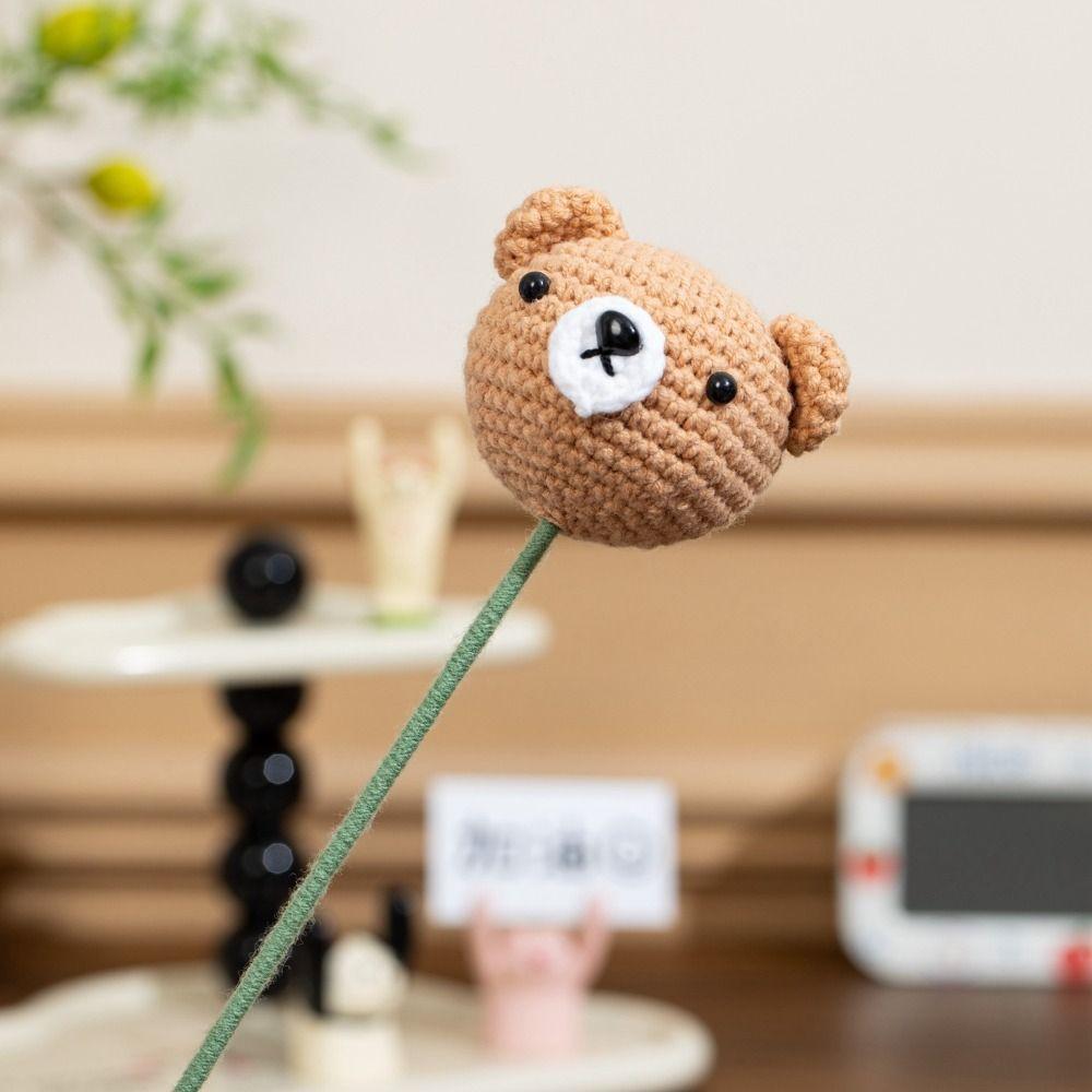 Hand Woven Yarn Graduation Knitted Flower Artificial Woven Crochet Flower Bouquet  Home Decor