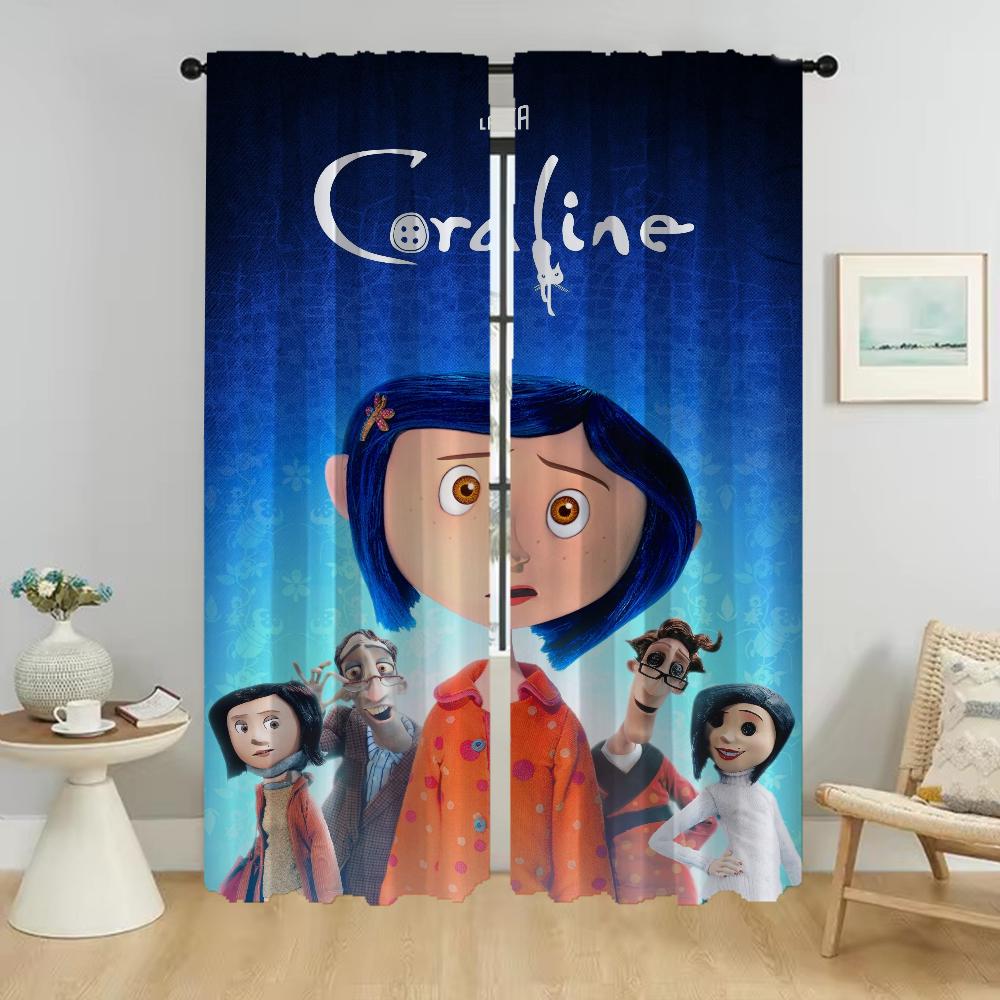 Anti-mosquito Curtains for Camera Coralines Window Curtain for Room 2 Panel Halloween Decoration Home Interior Curtains Shades