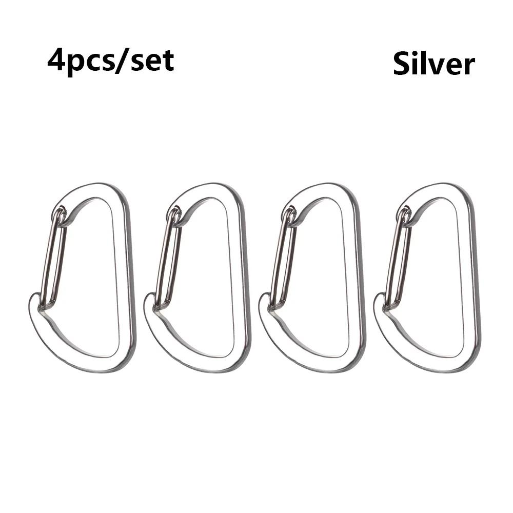 4pcs Aluminum Alloy D-Ring Keychain Carabiner Lock Buckle Hook Climbing Snap Clip High quality Fishing Tool