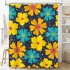 Colorful Floral Shower Curtain Bathroom Decor Blue Yellow Red Pink Purple Flowers Waterproof Bath Mat Cover Home Decoration Arti