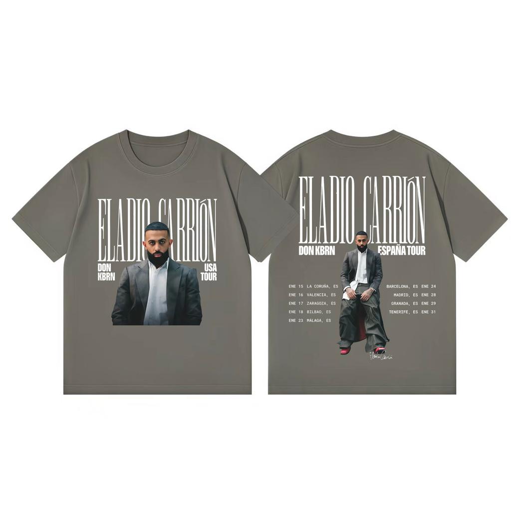 Eladio Carrion Don Kbrn Tour 2026 Grafik T-Shirts Mode Hip Hop Kurzarm-T-Shirts Unisex Damen Lässiges Lockeres Baumwoll-T-Shirt