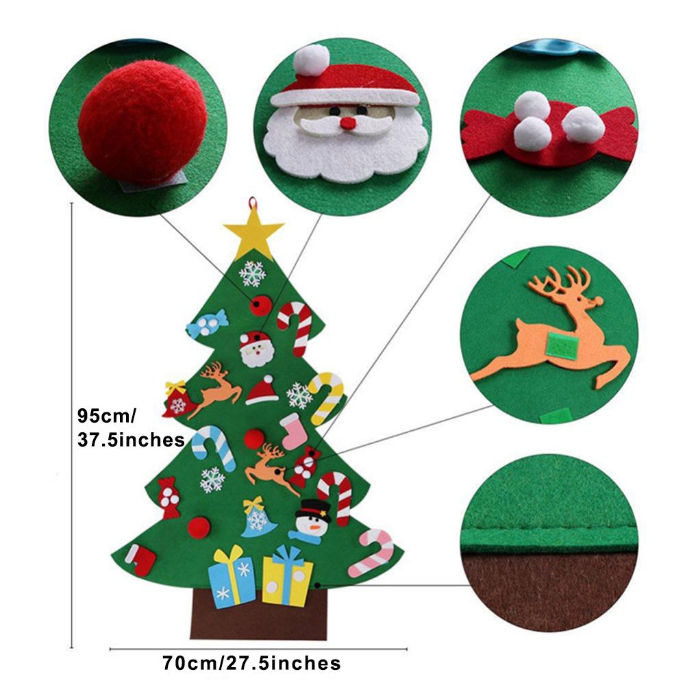 Felt Christmas Tree DIY Hanging Christmas Tree with Detachable Ornaments Wall Decor for Xmas Gifts Home Door Decoration