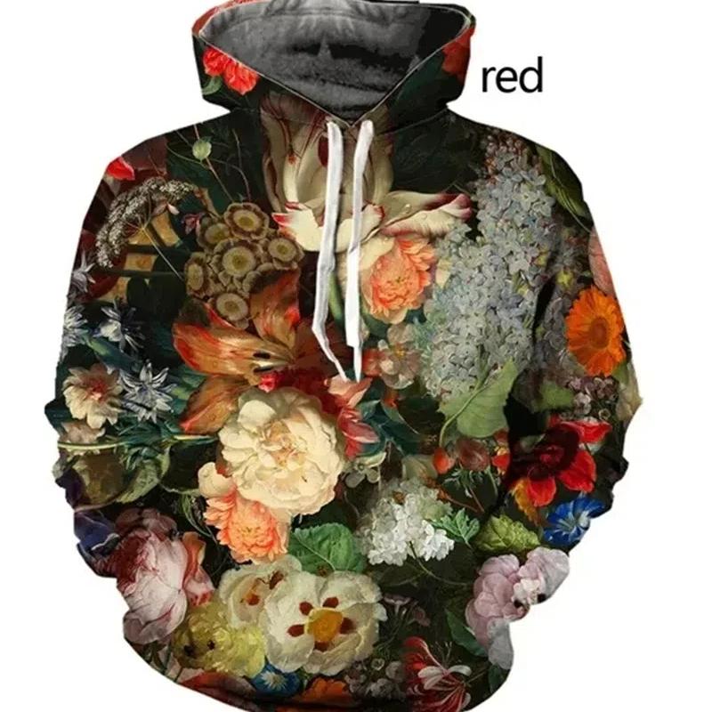

Красочные модные цветы женские толстовки с капюшоном 3D принт женские повседневные пары толстовки с капюшоном женская женская одежда L