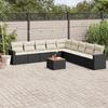 VidaXL Garden Lounge Set 10 Pcs with Cushions Black Braided Resin 3224166
