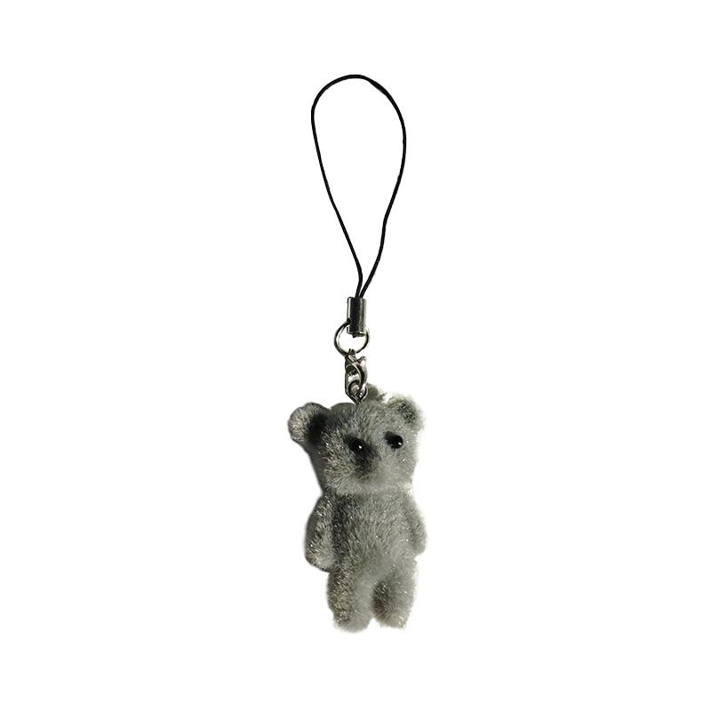 Cartoon Flocking Cat Přívěsek Telefon Lanyard Roztomilý Bear Panenka Popruh na mobilní telefon
