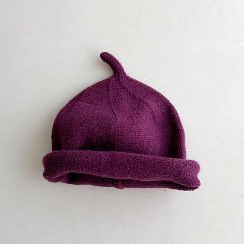 

Kids Winter Hats for Newborn Boys Crochet Bonnet Toddler Girl Cap Children Baby Photography Props Boy Accessories Warm Stuffs 1-4Y(48-52CM) фиолетовый