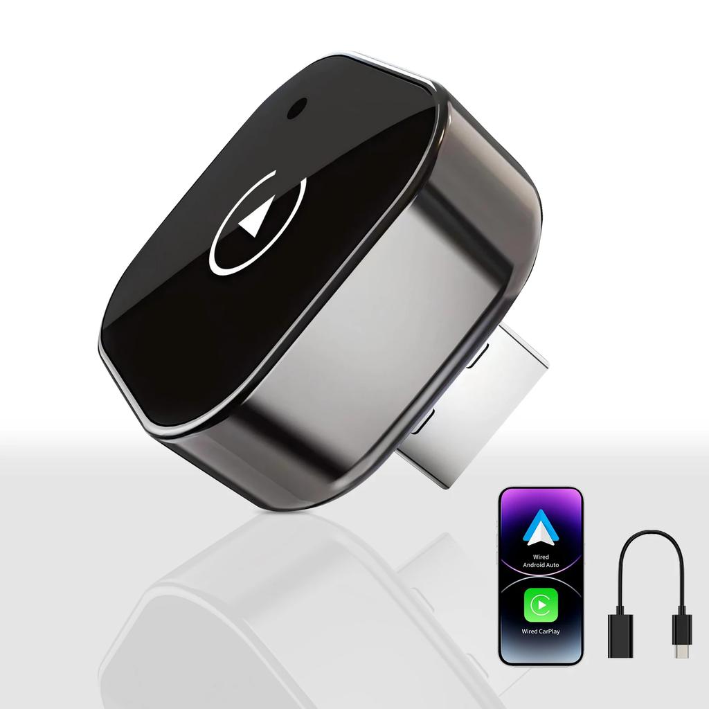 2 In 1 USB C Portable Wireless CarPlay Adapter Android Auto 5Ghz WiFi Bluetooth Car Dongle Compatible with Most Cars