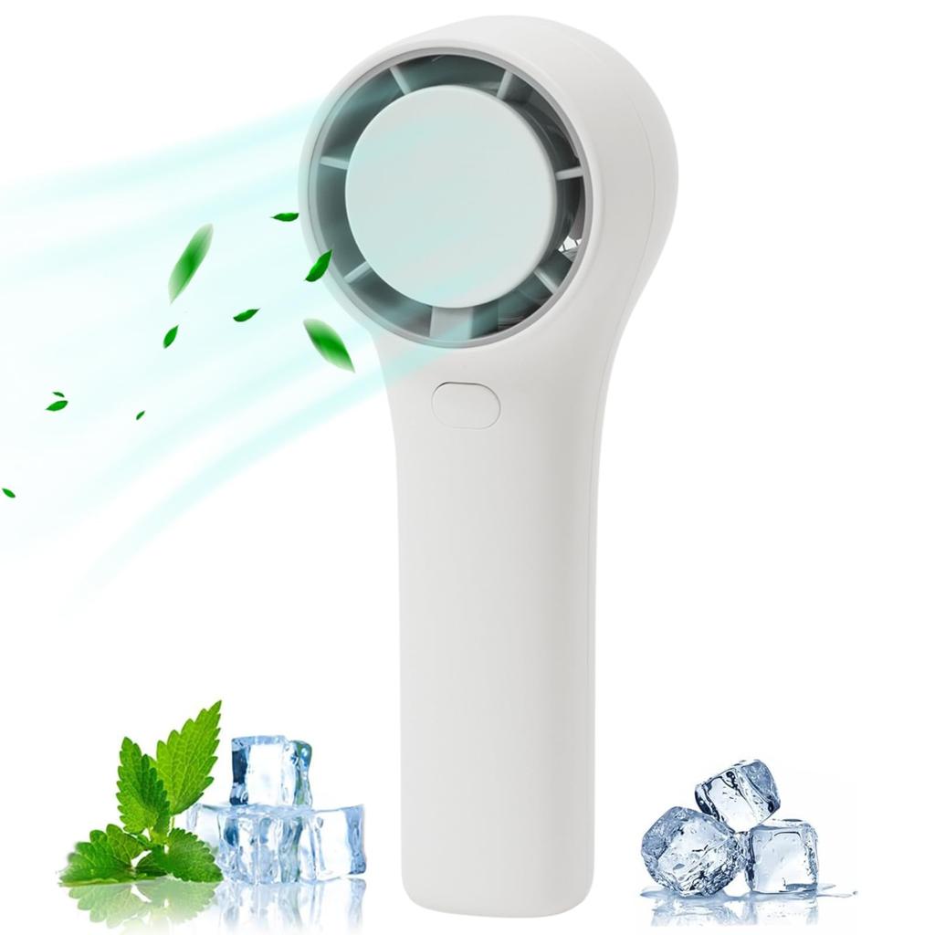 Rechargeable Handheld Fan Airflow Handheld Tabletop Mini Small Heatstroke Comes with Strap Portable, [2024 Model, Compact, 4-Level Adjustment] 5-Blade