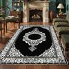 Luxurious Black White Mandala Carpet Exquisite Pattern Rug Living Room Bedroom Home Decoration Intricate Floral Border Design