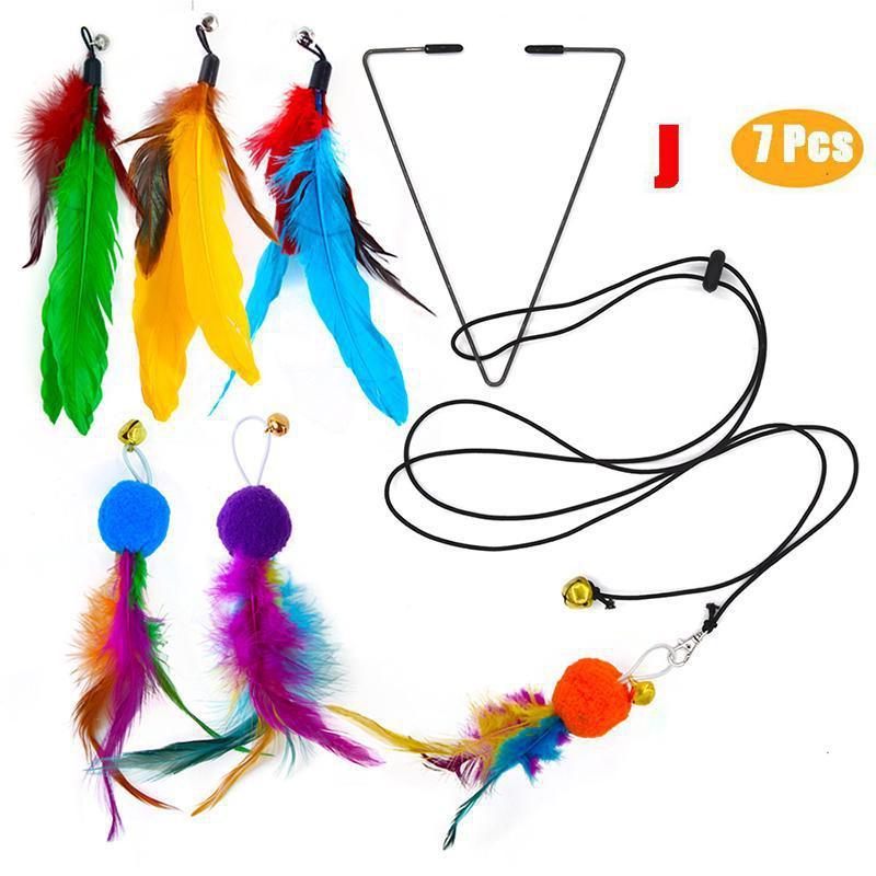 10 Styles of Cat Feather Toys,Telescopic Fishing Rod Toys for Teasing Cats,Accompanying Training, Suitable for All Kinds of Cats
