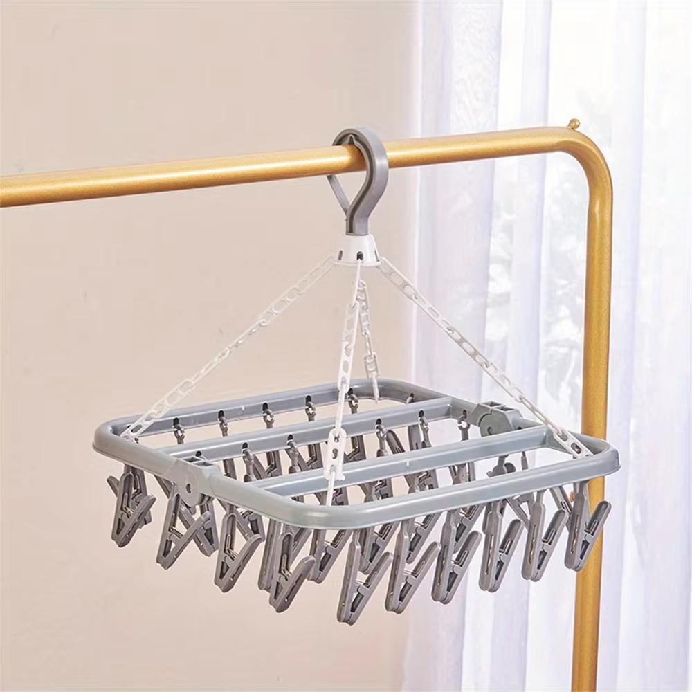 32Clips Hanging Drying Rack Foldable Baby And Toddler Accessories Finishing Storage Rack