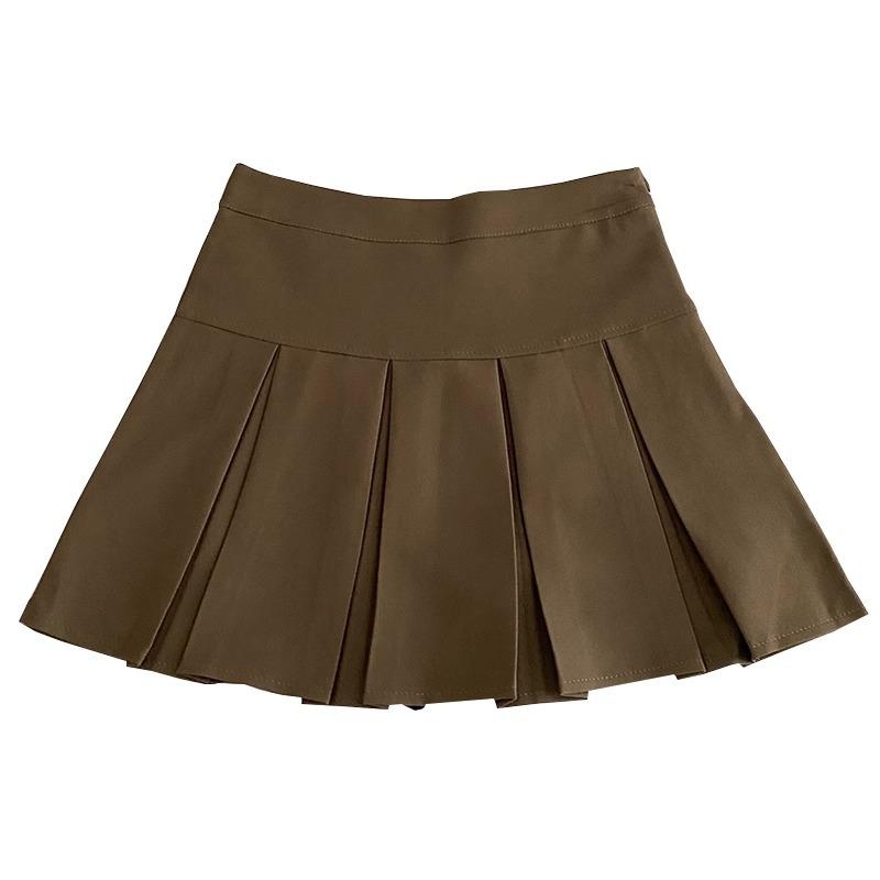Spring Schoolgirl Style High-Waisted Slimming Skirt Pleated Skirt Anti-Exposure Short Skirt A-Line Casual All-match Versatile Skirt for Women
